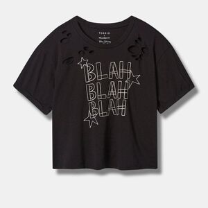 Torrid Crop Tee Blah Blah Blah Destructed